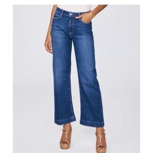 Paige Leenah Ankle Wide Leg Cropped Jeans High Rise Womens 31 Freesia Wash